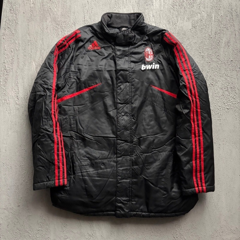 Vintage Adidas AC Milan Puffer Jacket Large Black 2000s Bwin